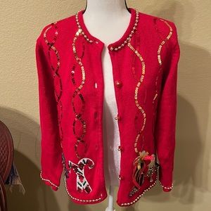 🎄 Crystal Kobe brand women’s long sleeve Christmas cardigan